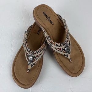 Minnetonka southwestern print slip on sandals-women 8